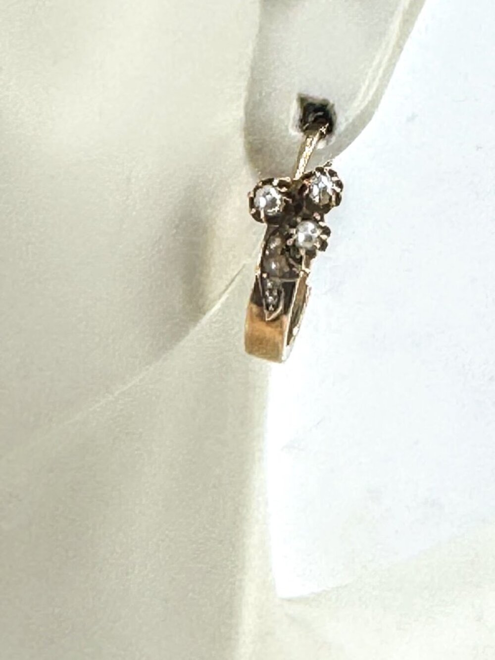 Antique 14K Gold Seed Pearl Hinged Hoop Earrings Early Century Estate JR1674